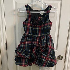 Harajuku Mini Girls Large 10 12 Holiday Red Black Plaid Tartan Dress Tulle Party